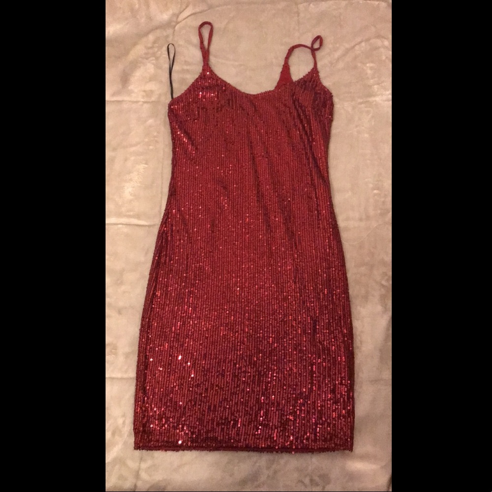Sequin burgundy red dress